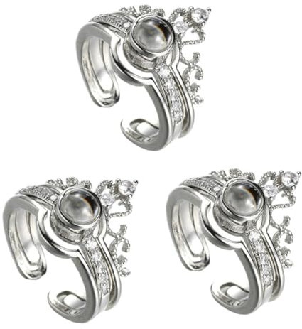 EXCEART 3stücke Projection Für Sprachen Ich Liebe Dich Zirkon Krone Verstellbarer Schmuck Für Frauen Und Für Zu Geburtstagen Und Jubiläen