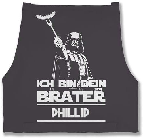 Schürze - Grillschürze Herren - Ich bin dein Brater mit Name - Geschenk Männer Grill Zubehör Lustig Vatertag Weihnachten - 85x69 - Anthrazit - geschenke grillen personalisierte bräter schürzen