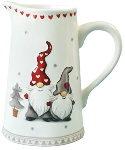 DOITOOL Pichet De Noël En Céramique Pichet De Gnome De Noël Pichet De Service Festif Pour Les Pichet En Porcelaine Avec Poignée Pour Cocktails Eau Jus