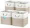 OrganiHaus 33x33 Cube Storage Bins Set of 4, Fabric Cube Baskets for Storage Shelves, Foldable Storage Cubes for Kallax Organizer Cube Bins w Rope Handles, Cubby Bins for Nursery Decor -Beige/White