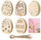 GVPOELR Ostereier Holzanhänger, 20 Stück Ostern Basteln Holz, Ostern Anhänger Holzdeko, mit Juteseil, Holzanhänger Ostern Zum Bemalen, 5 Formen von Ausschneidemodellen, für DIY Basteln zum Bemalen