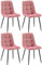 CLP Juego de 4 sillas de Comedor Antibes I Sillas de Cocina tapizadas con Fundas de Terciopelo I con Protectores de Suelo, Color:Rosa