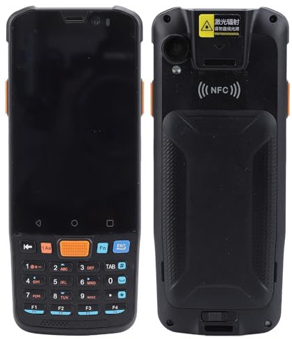 Bewinner Barcode Scanner Kabellos, 4G für Android 11 – NFC Bluetooth Qr Code Scanner, 4G RAM + 64G ROM Barcode Scanner, Tragbarer PDA-Scanner mit Ziffernblock
