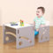 FUNLIO Montessori Beikosttisch und Stuhl-Set für Kleinkinder 1-3 Jahre, höhenverstellbar, Kinder-Tisch und Stuhl zum Lesen/Essen/Spielen, einfach aufzubauen - Grau