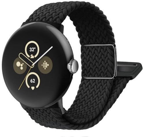 SimpleThings Magnetisches Nylon-Armband für Google Pixel Watch 3 41mm/2/1, Verstellbares Geflochtenes Elastisches für Pixel Watch Sportarmband