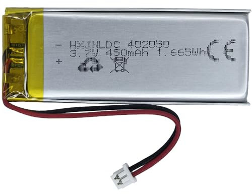 Batteria ricaricabile al polimero di litio CC 3.7V 450mAh 402050, adatta per prodotti elettronici fai da te 3.7-5V con sostituzione della batteria a 2 fili incorporata e luci LED