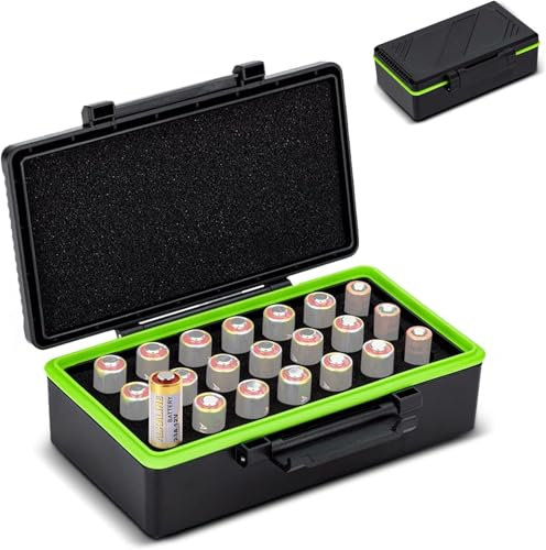23A Battery Case Storage for 21x 23A A23 23AE MN21 27A A27 G27A,Water-Resistant & Shockproof Portable 23A Battery Holder Container,Battery Not Included