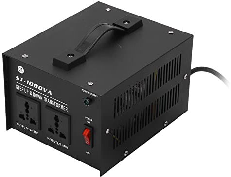 Akozon Transformateur élévateur 1000 W Transformateur de Puissance à Tension d'entrée Régulable Stable 110 V à 220 V 110 V-120 V220 V-240 V Accessoires Professionnels (Prise UE)