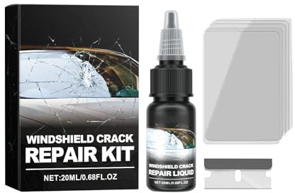 Windscreen Repair Kit, Glass Repair Fluid, Car Scratch Repair Kit, Multipurpose Windshield Repair Kit, Glass Scratch Remover for Half-Moon Cracks, Cobwebs, Star-Shaped Damage, Long Line Crack (1 set)