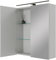 Planetmöbel ARIA Spiegelschrank Bad mit Beleuchtung 60 cm breit | Badschrank hängend mit Spiegel | Weiß Grau, mit Leuchte und Steckdose, Spiegelschrank Gäste WC 60 x 70 x 16 cm