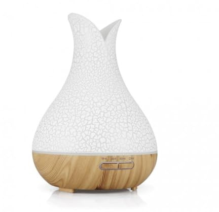 BoT by BlueRoad Aroma Diffuser BOT B5 DO - Weiß/hellbraunes Holz | Farbige Beleuchtung mit 7 wechselnden LED-Lichtern oder warmes Licht; Ultra-leiser Betrieb für ungestörten Komfort