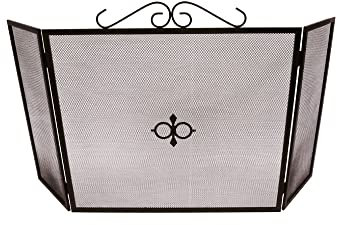 Grille Pare-étincelles Pliable de Couleur Noire, Dimensions 111 x 0,8 x 60,5 cm. Idéale pour Garder Votre Espace sans étincelles et Assurer Un Environnement sûr et Confortable.