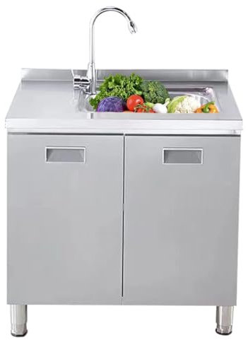 DXIAov Mueble para Fregadero De Cocina De Acero Inoxidable, Fregadero Comercial De Acero Inoxidable 304 con Escurridor Y Grifo Giratorio para Restaurante, Garaje, Cuarto De Lavado