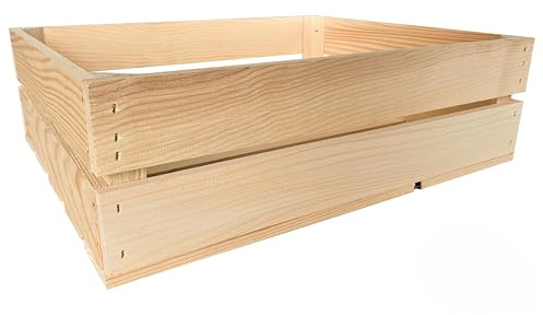 Lermowood Holzkisten Reg 50 x 40 x 15cm Natur | Dekokisten aus Holz Massive Holzkiste Regalkiste Weinkiste