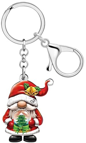 RAIDIN Acrylique mignon Noël nain gnome porte-clés Père Noël clé de voiture porte-clés pour les femmes filles portefeuille sac à dos fête gnomes cadeaux