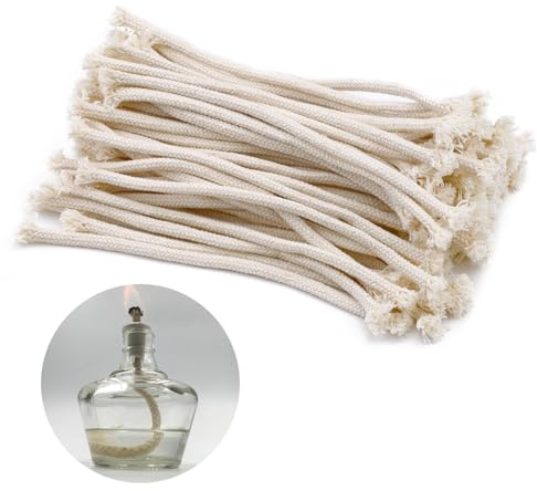 Huakaile 100 Pieces Oil Lamp Wicks, 1/4 Braided Candle Wick, Round Lantern Wicks Replacement for Candlemaking Kerosene Alcohol Torch Burner DIY Supplies (100)