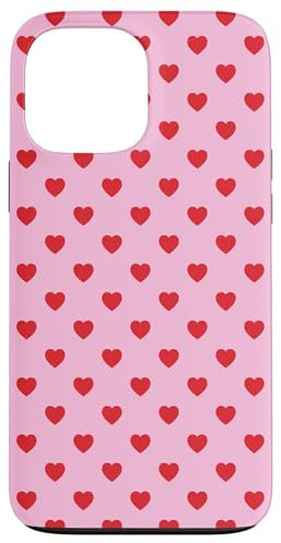 Custodia per iPhone 13 Pro Max Carini Mini Cuori Rossi su Sfondo Rosa per Ragazze