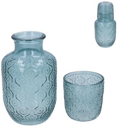 Gisela Graham Water Carafe and Glass Set, Blue Glass