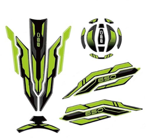 Pegatina del tanque de combustible Pegatinas Para Tanque De Combustible De Motocicleta, Calcomanías Protectoras Para Tapa De Gasolina Para Kawasaki Z650 Z 650 2017-2024, Kit Impermeable(Verde hierba,X