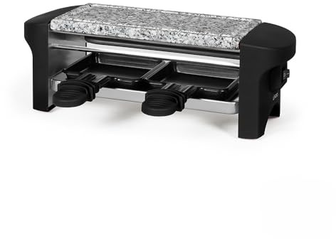 LIVOO - Appareil à Raclette 2 Personnes DOC156N - Grill Pierre en Granite Amovible | Revêtement antiadhésif | 350 Watts | Blanc