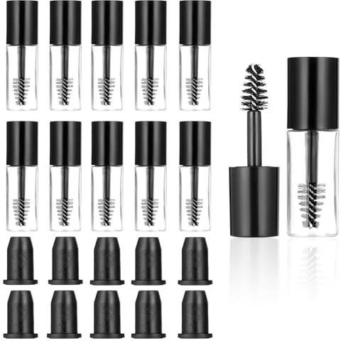 10 Pcs Refillable Empty Mascara Tube, 3ml Mascara Tubes Empty Clear Empty-Bottle-Tube Container Clear Mascara-Tube with Wand for Castor Oil (Black)
