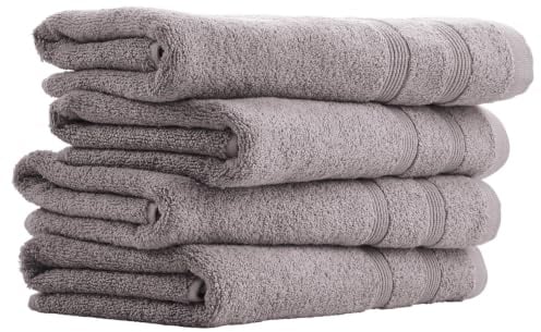 Uncover by Schiesser Handtuch | 4er Set | 100% Baumwolle | Hellgrau | Hoch-Tief-Optik | 50x100 cm | kuschelweich & saugstark | OEKO-TEX® MADE IN GREEN