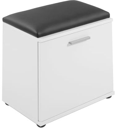 Riess Ambiente Sitzbank Justus - 50cm - weiß schwarz - Holzwerkstoff Kunstleder - Stauraum inkl. Sitzkissen Flurbank Schuhregal