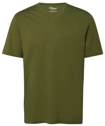 s.Oliver Herren T-Shirt – Regular Fit, V-Ausschnitt, Logo, Jersey