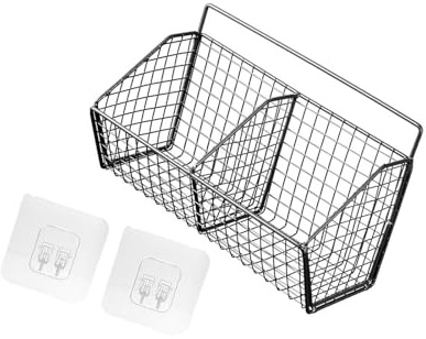 SZLIFE Cestini da parete sospesi, cestino portaoggetti in filo metallico, montaggio a parete, decorazione per la casa, scaffale portaoggetti da cucina, 2 Griglie