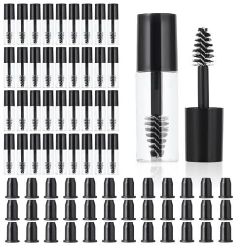 Leere Mascara Tube, 36 Stück Wimpernbürste 3ml Mascara Röhre und Zauberstab mit 36 Stopfen, Plastic Wimpernbehälter Nachfüllbare Mascaraflasche Tube für Rizinusöl Reisegröße Wimpern Serum