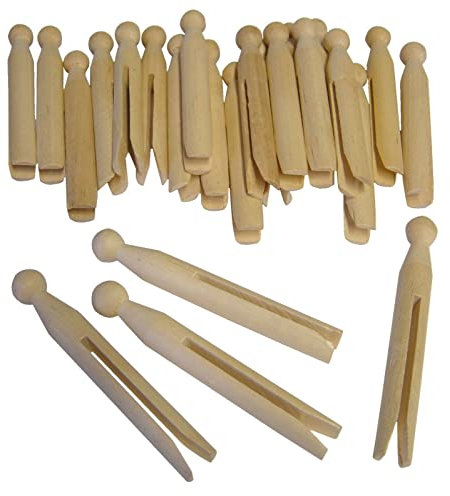 Major Brushes Traditional Wooden Dolly Pegs - Pack of 24