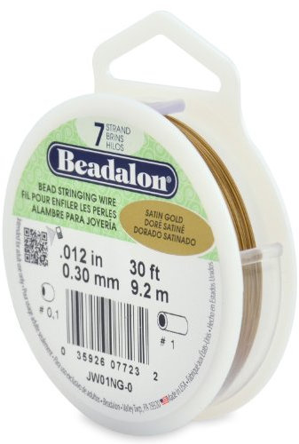 Beadalon 0.3 mm Diameter 9.2 m 7 Strand Reel Wire, Satin Gold