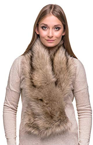Futrzane Classic Schal - Pelz Schal Damen - Winter Fellkragen Lang Fellschal (One Size, Gold Classic)