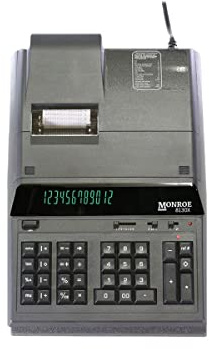 Monroe 8130X Heavy-Duty 12-Digit Printing Calculator, Enclosed Paper Roll, Fluorescent Display, Office Machine for Accounting and Purchasing Professionals, Black