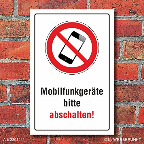 Schild Mobilfunkgeräte abschalten Handy telefonieren verboten Alu-Verbund 300 x 200 mm