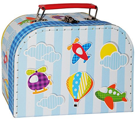 alles-meine.de GmbH 3 Stück Koffer/Kinderkoffer - KLEIN - Flugzeuge - Helikopter - Heißluftballon - 20 cm - Pappkoffer - Puppenkoffer - Kinder - Pappe Karton - Flugreise ..
