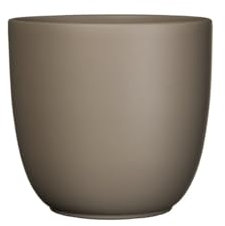 Mica Decorations Tusca Übertopf Keramik für Indoor, Taupe matt, 19.5 x 19.5 x 18.5 cm