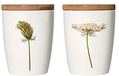 Simply Flowers - Tasse, Kaffeetasse, Teetasse, Vorratsdose - mit Bambusdeckel - Motiv: Wilde Möhre - 240 ml
