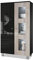 Vladon Vitrine Denjo, Made in Germany, Standvitrine mit 2 Türen und 3 Glaseinsätzen, Schwarz matt/Schwarz Hochglanz/Eiche Nordic, inkl. LED-Beleuchtung (71 x 129 x 35 cm)