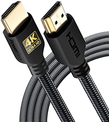 PowerBear Cable HDMI 4K 3 m | Paquete de 2, Alta velocidad, nylon trenzado y conectores de oro, 4K @ 60Hz, Ultra HD, 2K, 1080P, ARC y CL3 Clasificado | para el ordenador portátil, monitor y más