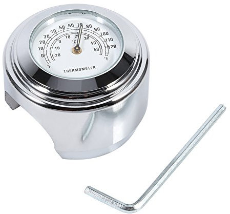 Lenkstange Thermometer, Fydun 7/8 1 Wasserdichtes Aluminiumlegierung Thermometer Lenkerhalterung Mount Temp Messuhr (Weiß)