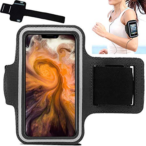 AMPLE Armband Case, iPhone 11 / iPhone 11 Plus/iPhone 11R / iPhone 11 Pro/iPhone 11 Max/iPhone 11 Pro Max Armband Case for Sports, Running, Jogging, Walking, Sweat-Free With Key Slots (BLACK)