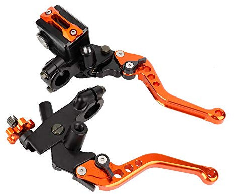 Keenso 1 Paar einstellbare Brems- und Kupplungshebel, 7/8 Zoll Universal-Reservoirhebel für Hauptbremszylinder von Motorrädern(Orange)