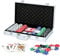 MaxiMondo Pokerset Komplett – Pokerkoffer mit 300 Pokerchips und Pokerkarten – Pokerkarten für Kinder und Erwachsene - 1x Dealer und 5X Würfel - Bis zu 5 Personen - Aluminium Poker Koffer