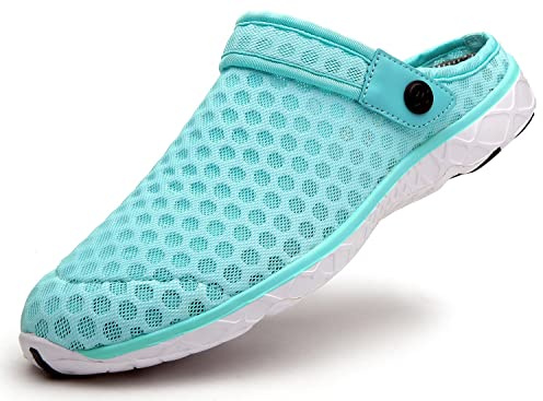 Zuecos Hombres Mujeres Unisex Zapatillas de Playa Sandalias Piscina Vernano Zapatos de Jardín Respirable Malla Casual Pantuflas - E Lago Verde, 39 EU