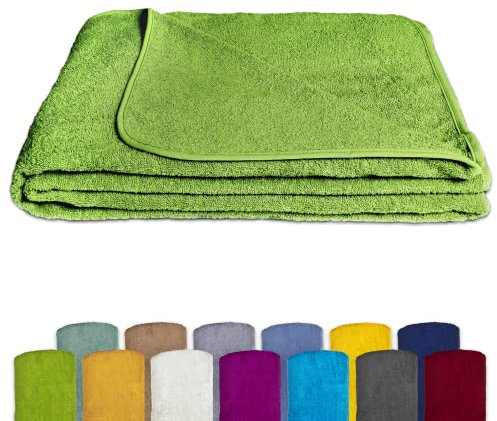 KiGATEX Frottee-Decke aus 100% Baumwolle - Sommer-Decke, Tagesdecke, Bettdecke, Strandtuch - Waschbar - Öko-Tex Zertifiziert - 150x200 cm - Lemon