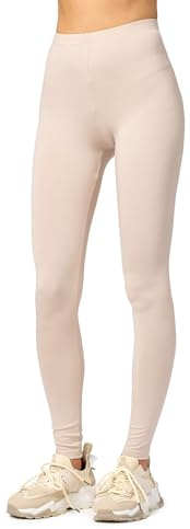 Merry Style Leggings Damen lang Sportleggings MS10-143 (Beige,S)