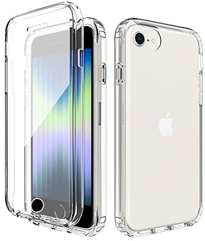 Leedia Handyhülle Kompatibel mit iPhone SE 2022 Hülle mit Eingebautem Displayschutz 360 Grad Transparent Stoßfest Schutzhülle Case für iPhone SE 2020/2022 / iPhone 8 4,7