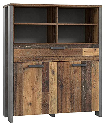 Meubletmoi Buck Kommode mit Überzug, Holz- und Betonoptik, Grau