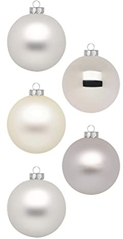 Inge Glas Weihnachtskugeln | Schöne Christbaumkugeln aus Glas | 20 Kugeln in Karton-Box | Christbaumschmuck Weihnachtsbaumschmuck Weihnachtsbaumkugeln (Cloud Dancer | weiß beige)